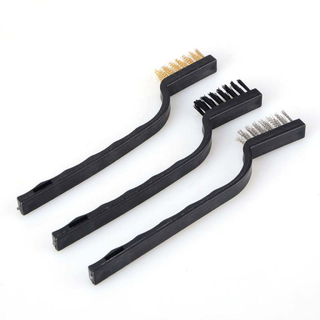 Pack of 3 cleaning brushes (nylon, brass, steel)