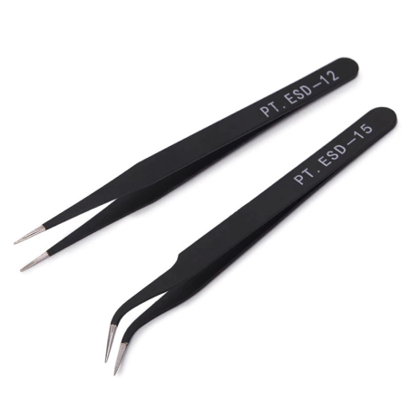 Set of 2 antistatic tweezers for 3D printing