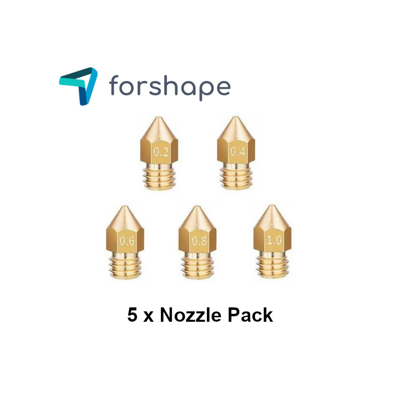 Lot de 5 Buses Laiton MK8 Forshape (0.2mm, 0.4mm, 0.6mm, 0.8mm,1.0mm)