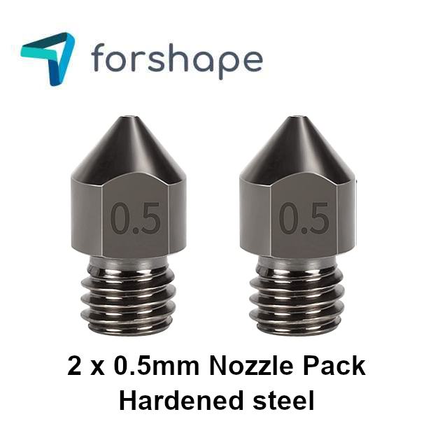 Set of 2 MK8 Hardened Steel Nozzles Forshape 0.5mm