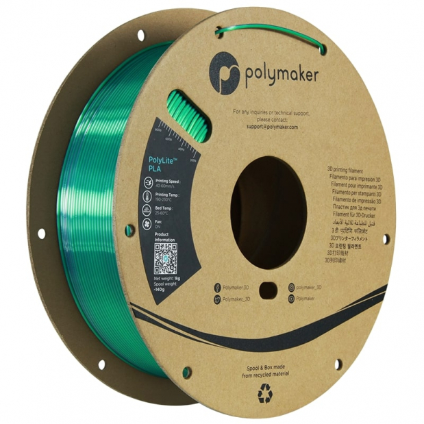 Polylite Dual Silk PLA Jade Green-Chrome - 1.75mm - 1 kg