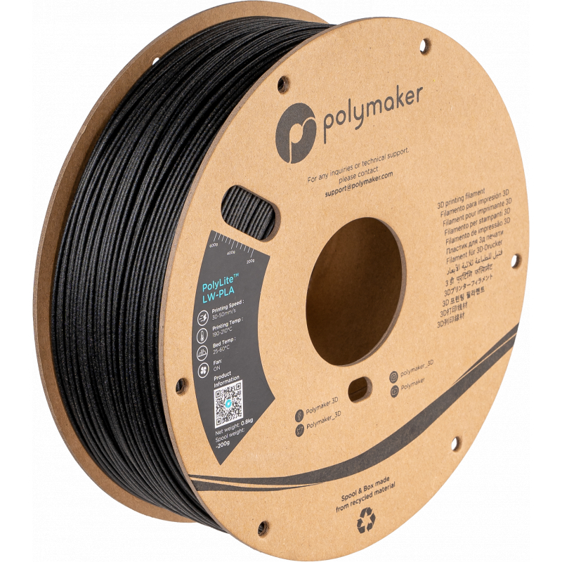 PolyLite LW-PLA Noir - 1.75mm - 800 g