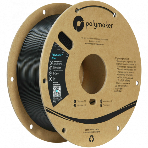 PolySonic PLA (High Speed) Black - 1.75mm - 1 kg