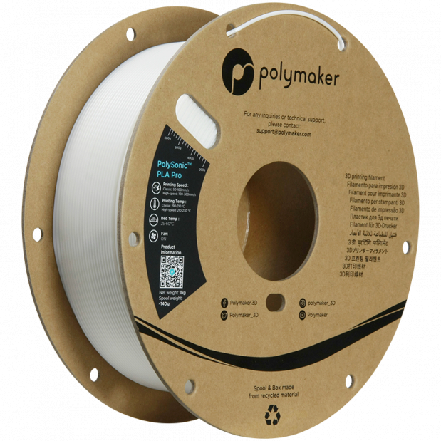 PolySonic PLA Pro (High Speed) White - 1.75mm - 1 kg