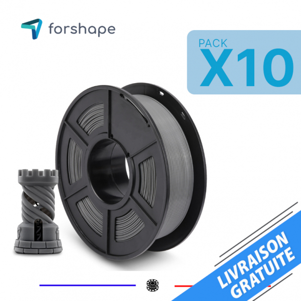 Pack x10 PLA Forshape ecoPLA Grey - 10 Kg - 1.75mm