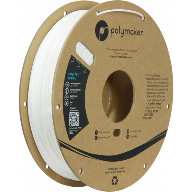 PolyFlex TPU-95A White - 1.75mm - 750 g